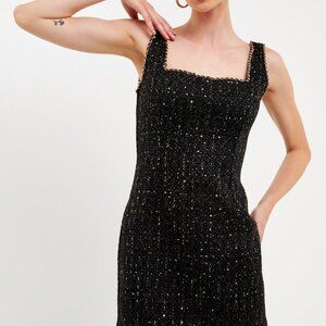 Endless Rose Tweed Dress, black, XS, NWT